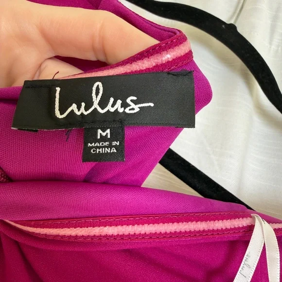 Lulus Magenta Off Shoulder Maxi Dress Formal Wedding Bridesmaid Gown NWT Size M - Picture 16 of 17